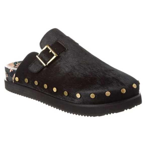 Johnny Was Nido Black Calf Hair Mules Size 9 - Picture 1 of 10
